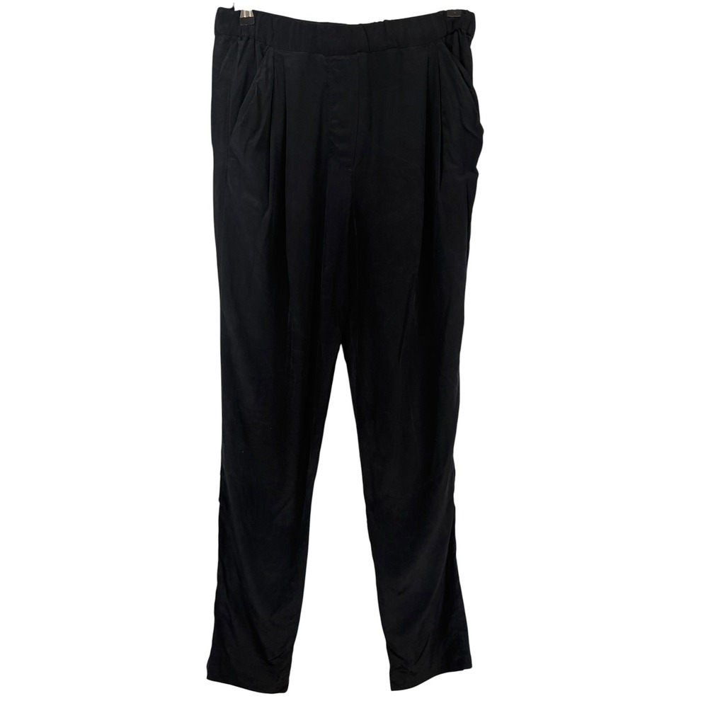 Wilfred Aritzia 100% Silk Pleated Tapered Pants Black Size 4
